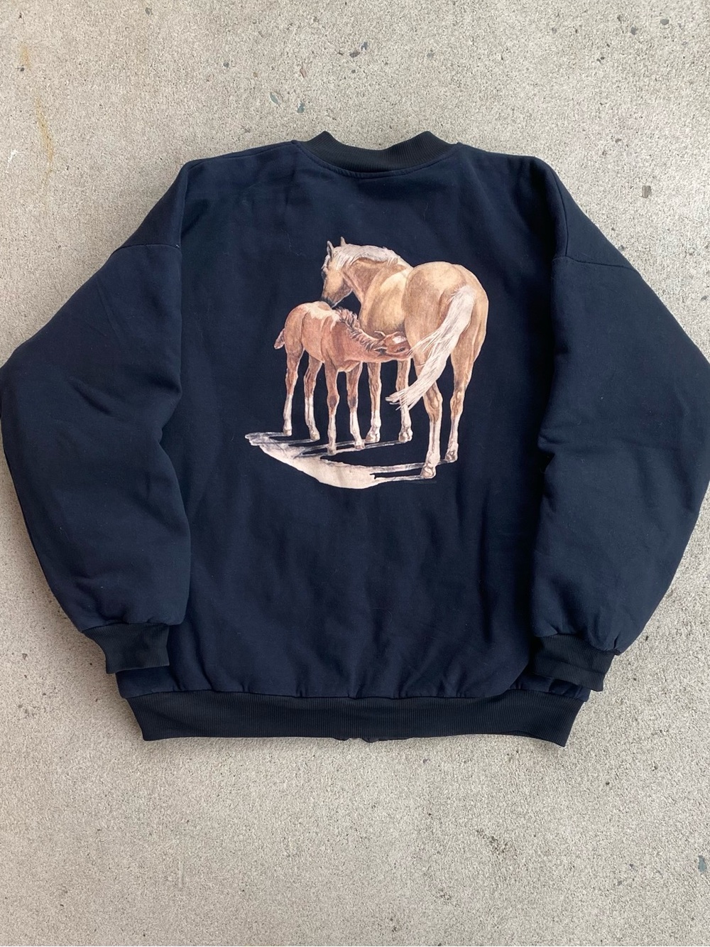 90s Vintage Horses Wildlife Zip-Up Bomber Jacket